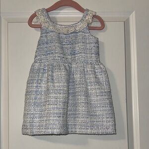 TWEED Janie and Jack Blue and White Pleated A-Line Dress